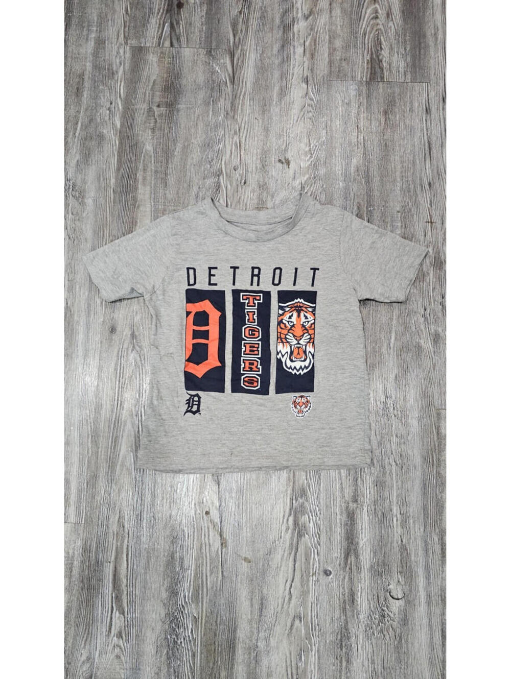 Detroit Tigers Kids Gray T-Shirt Size M 5/6 MLB Baseball Tee